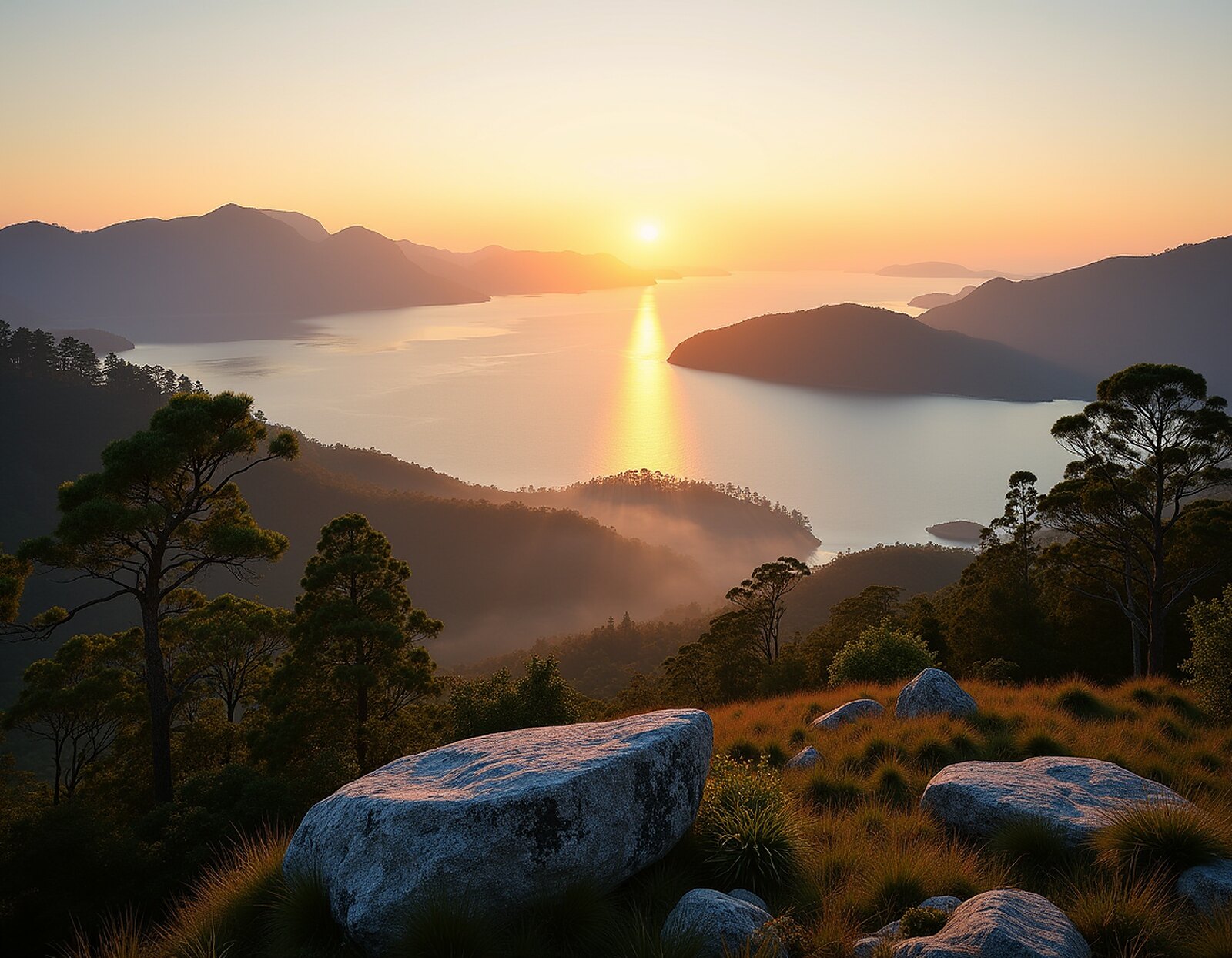 Dawn over the bay from the ridge